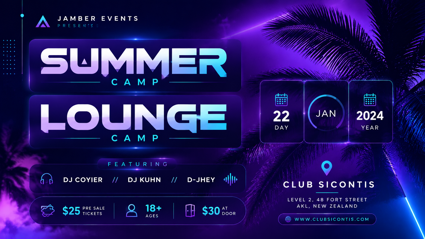 AI party flyer generator example with vibrant neon colors and energetic event poster composition