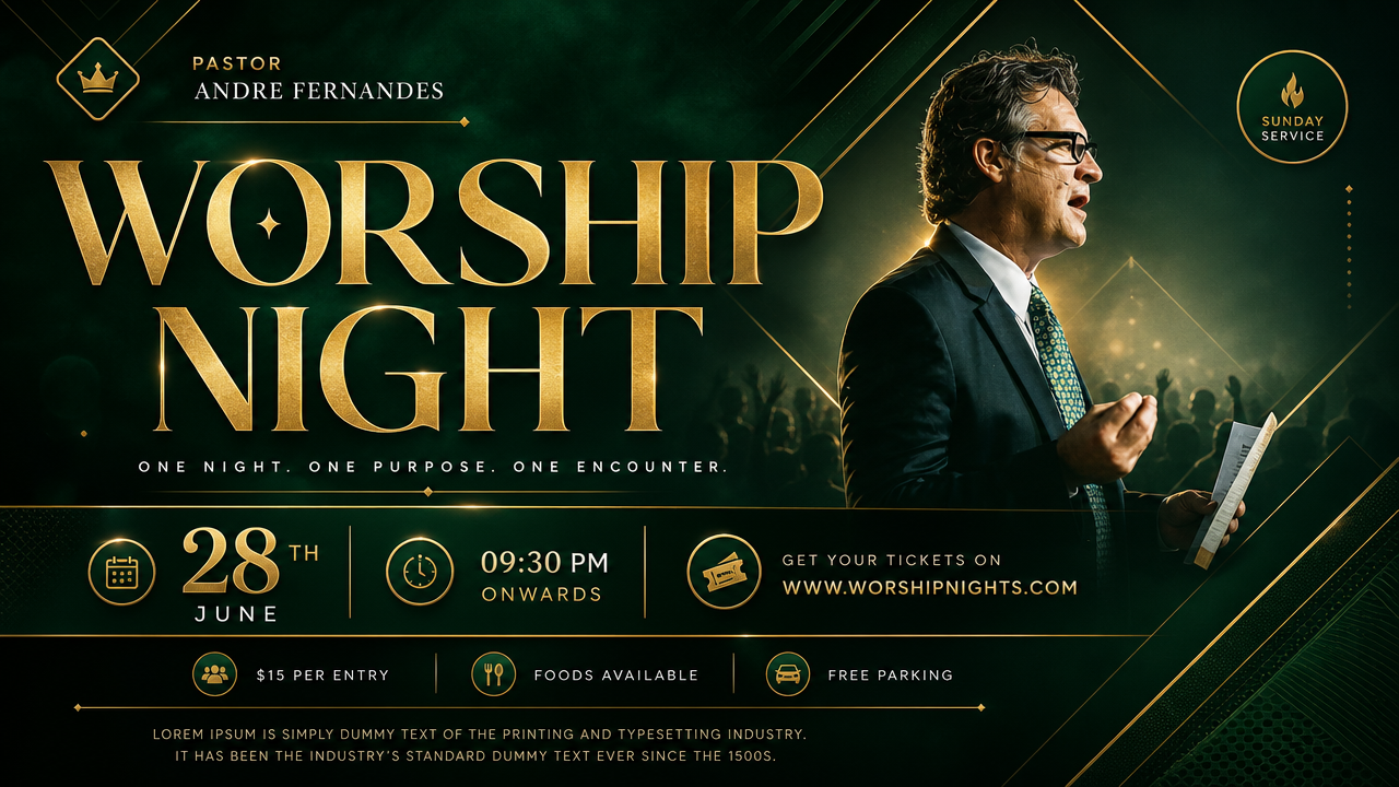 AI flyer maker example showing a business flyer with professional layout and gold accent colors