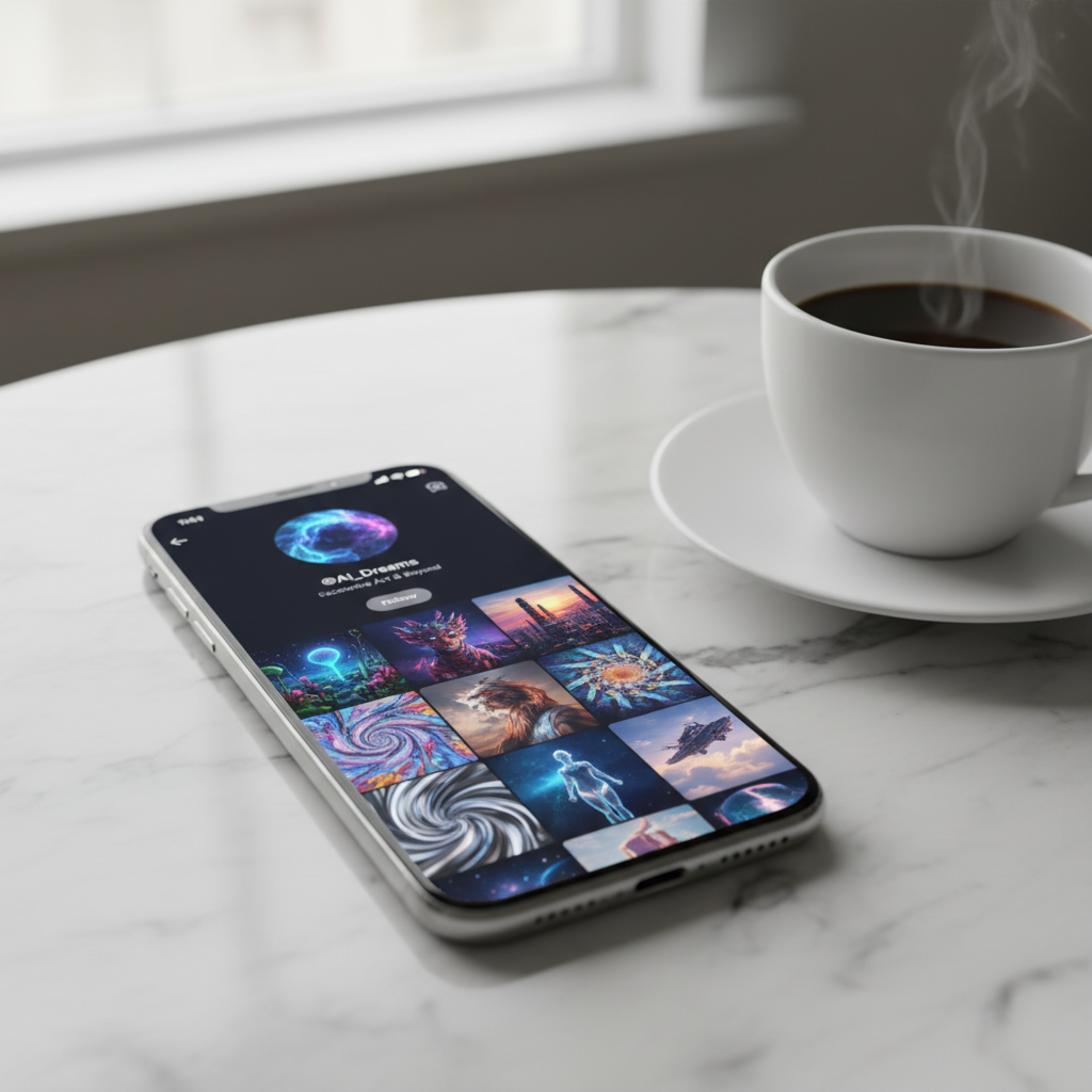 Faceless social media account with AI influencer