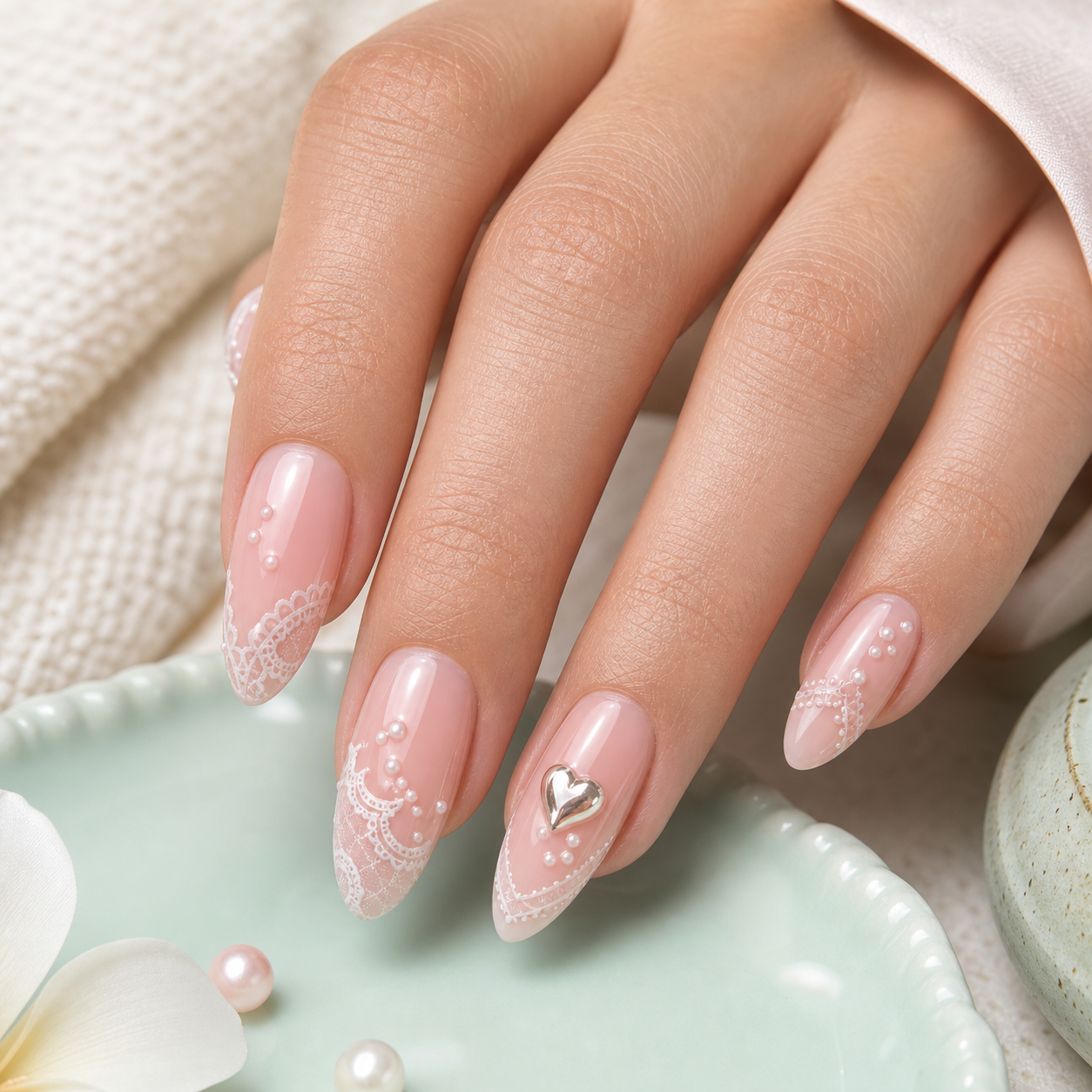 Abstract color block nail design with pastel shades and negative space cuticles