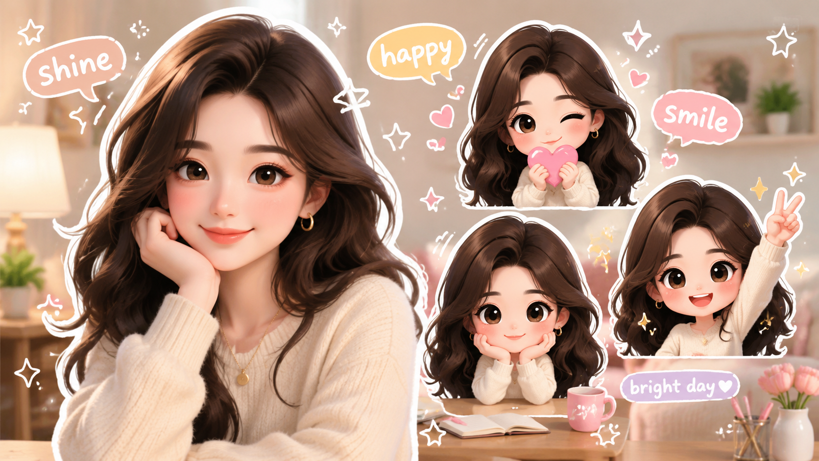 Chibi cartoon prompt reference photo style