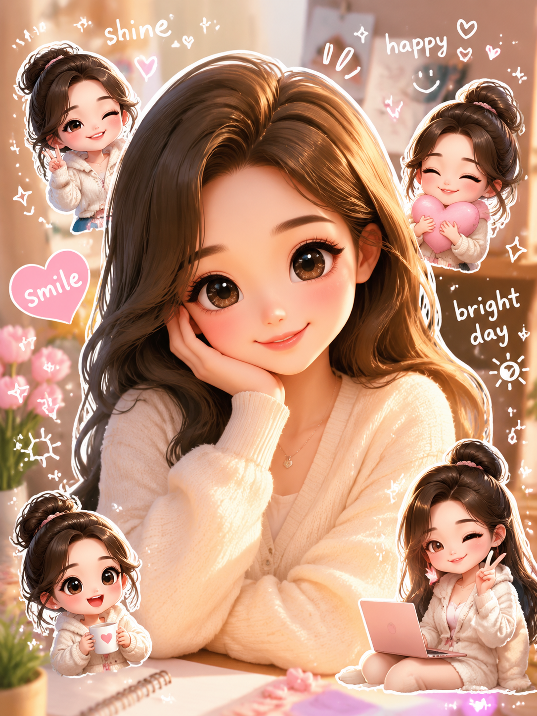 Vertical chibi cartoon prompt video for social media