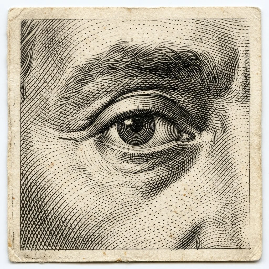 Engraving portrait generator output with fine hatching detail