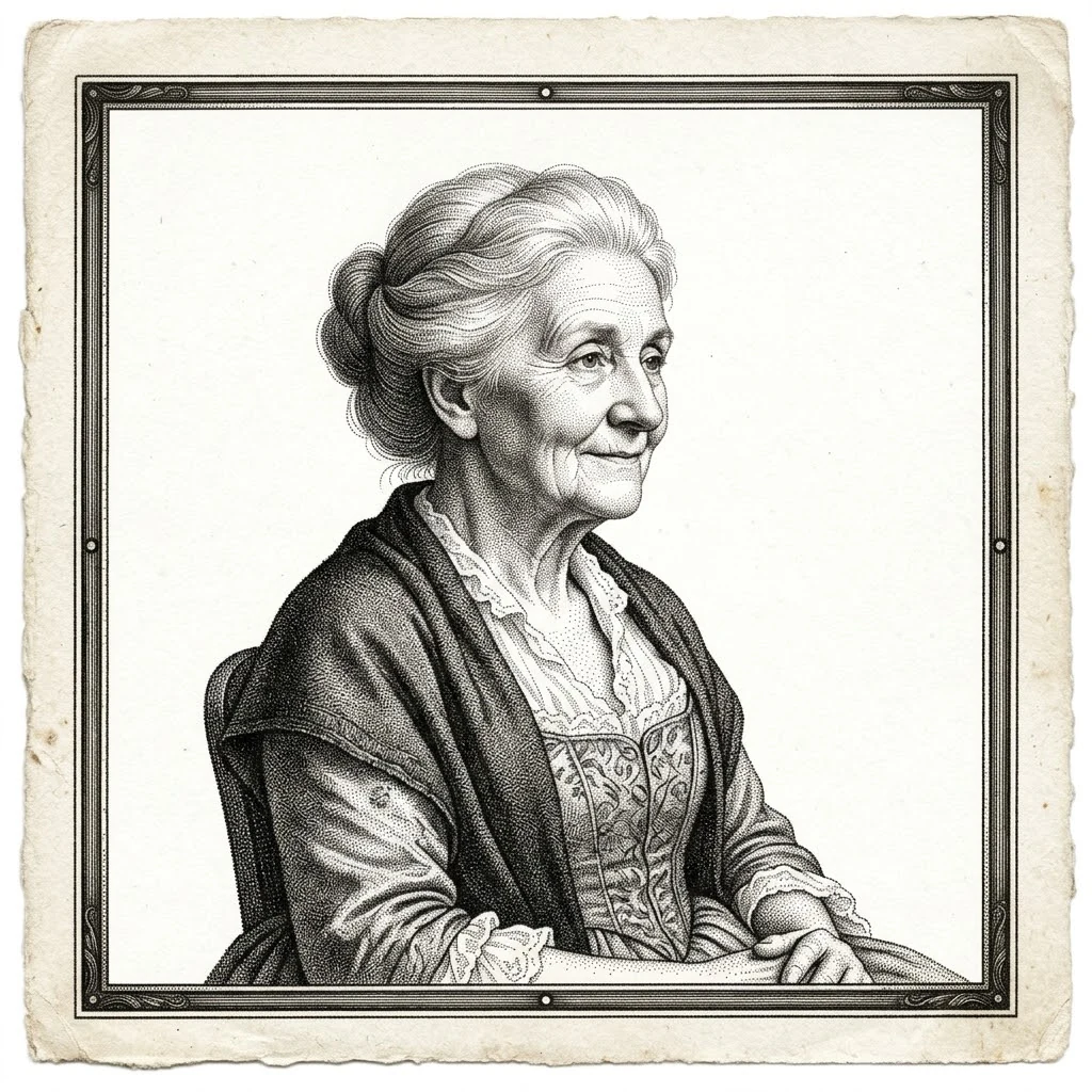 Stipple engraving portrait example
