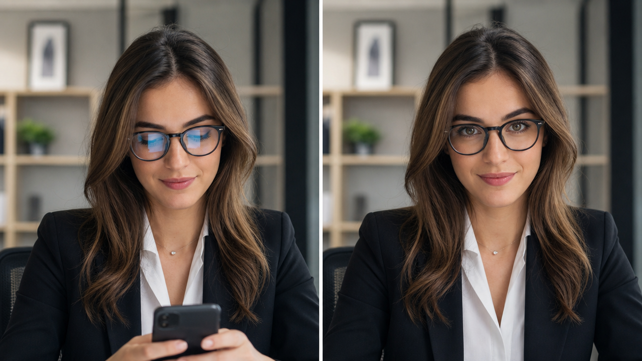 Examples of specific gaze direction prompts for AI eye direction changer tool
