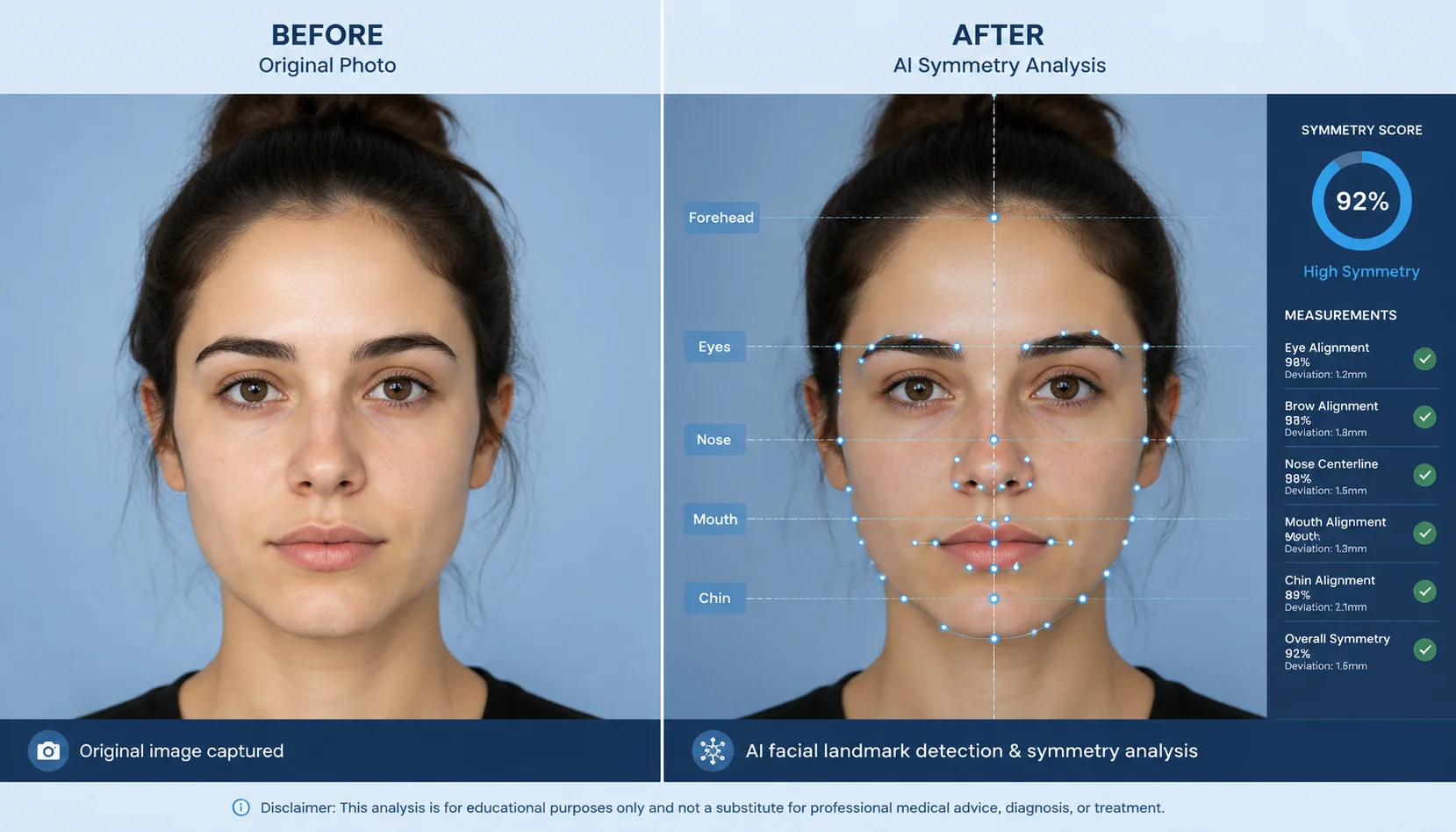 Measure eye level symmetry and spacing
