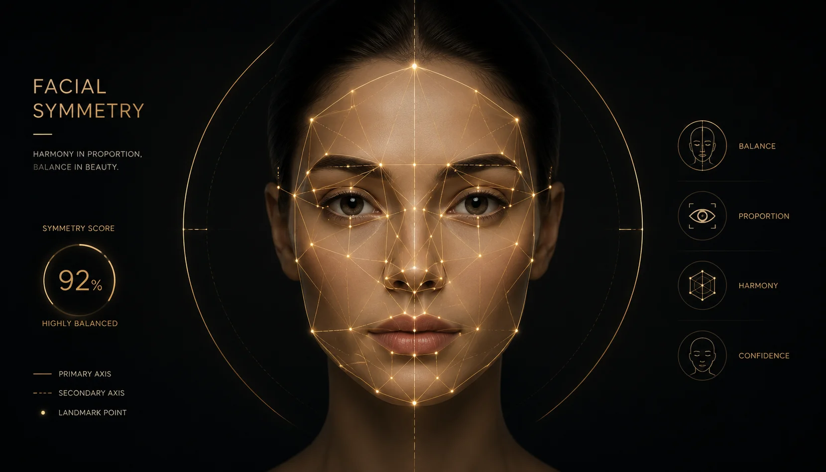 Evaluate mid-face centering and proportion