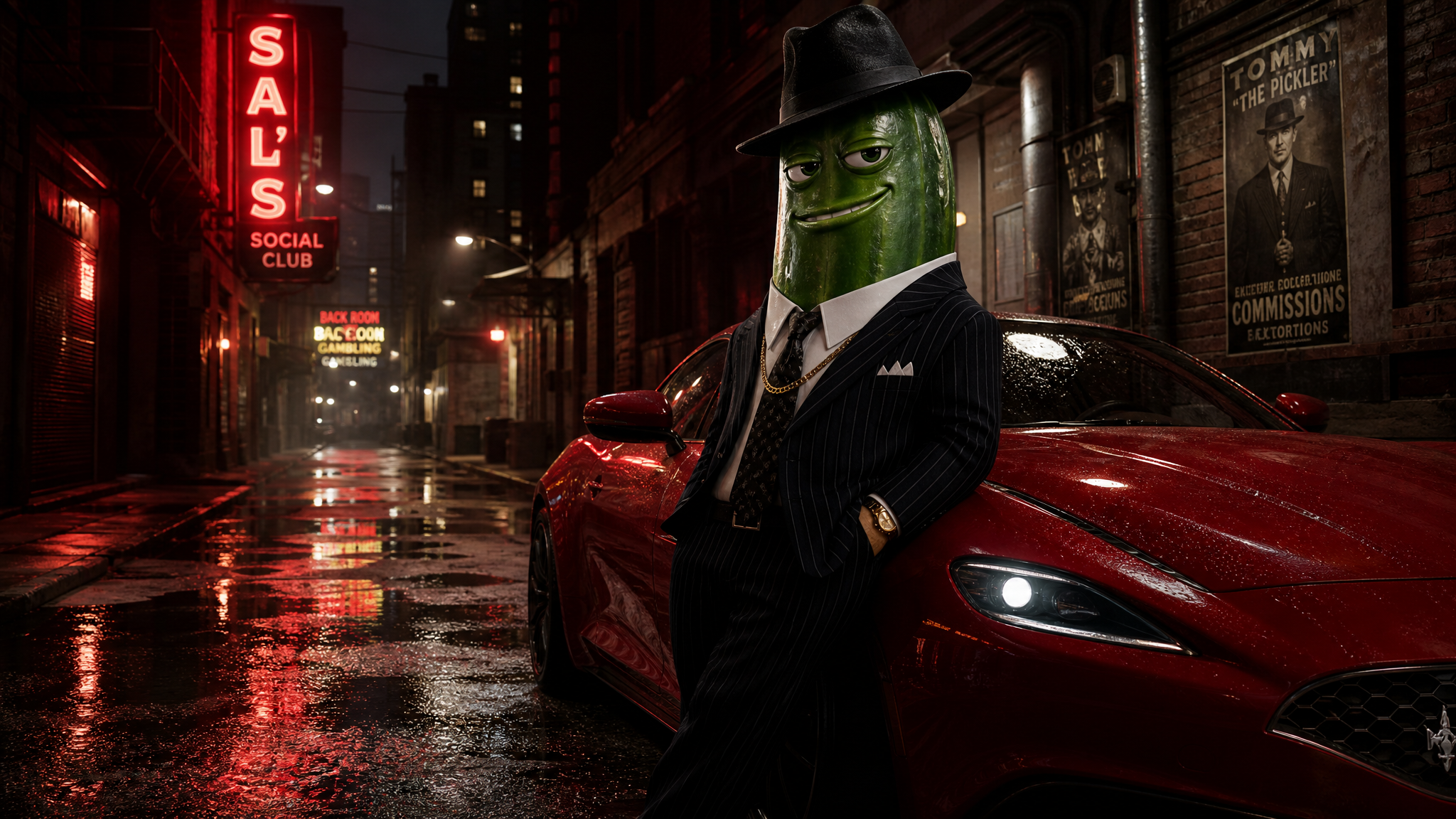 Goofy AI images meme maker example with Elmo detective as a funny goofy AI images for social posts