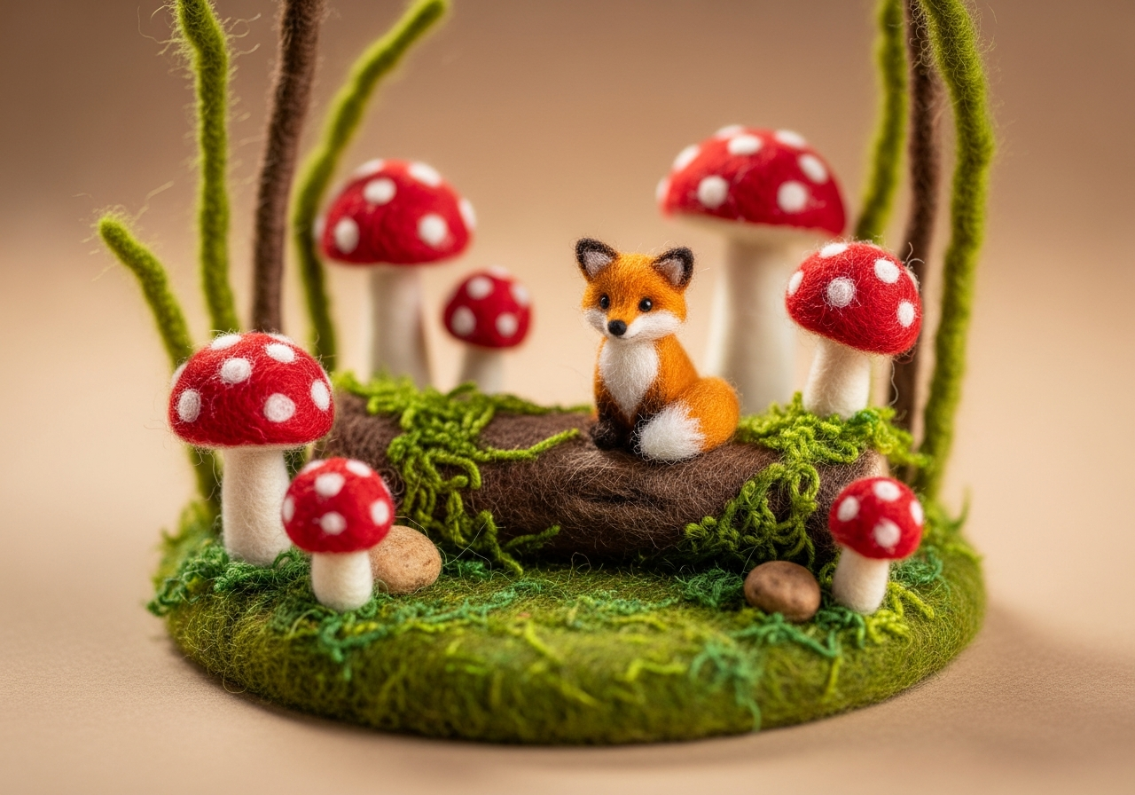 Wool felt craft style AI generation example