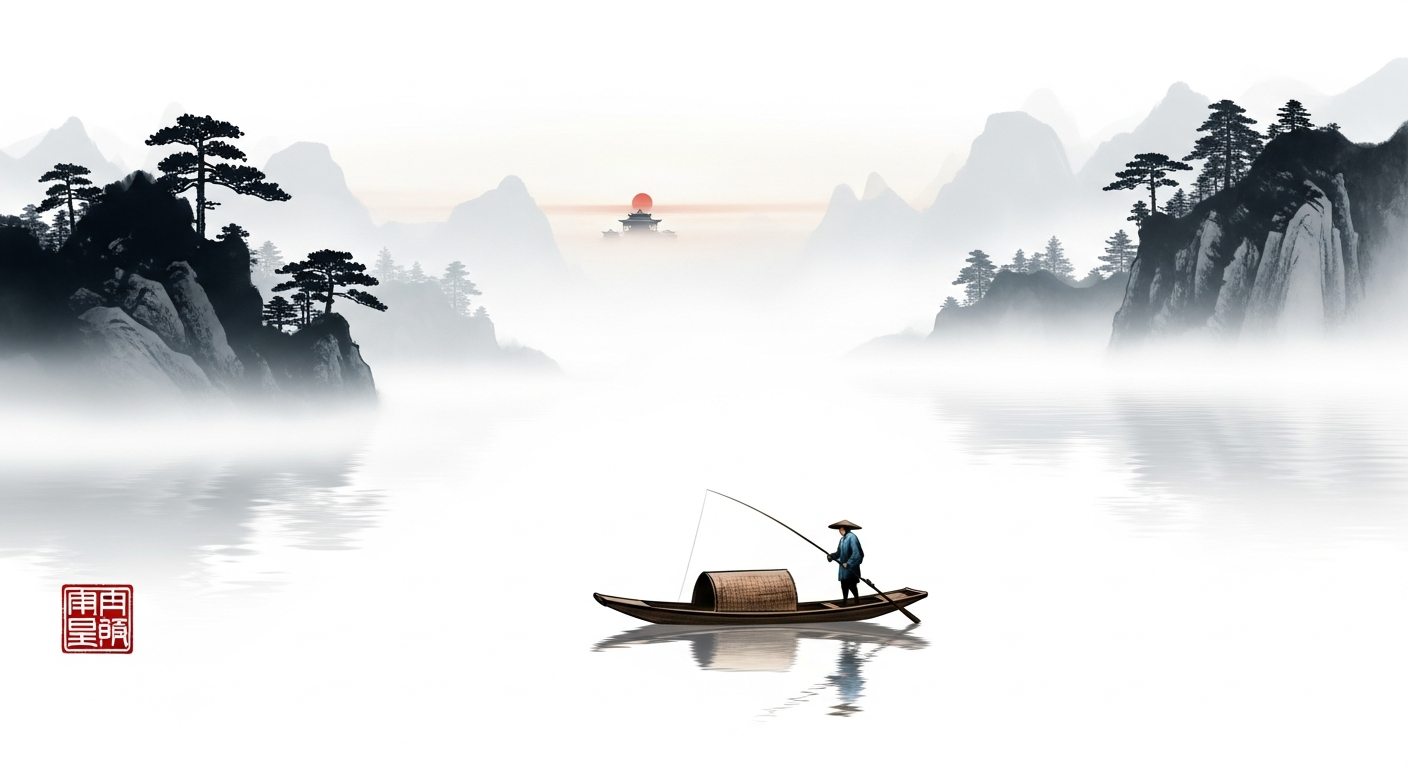 Chinese ink wash painting style AI example