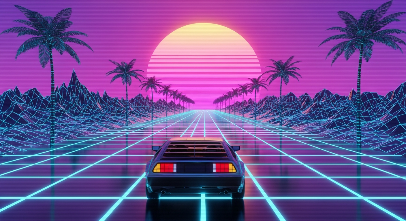 Synthwave vaporwave retro style AI example