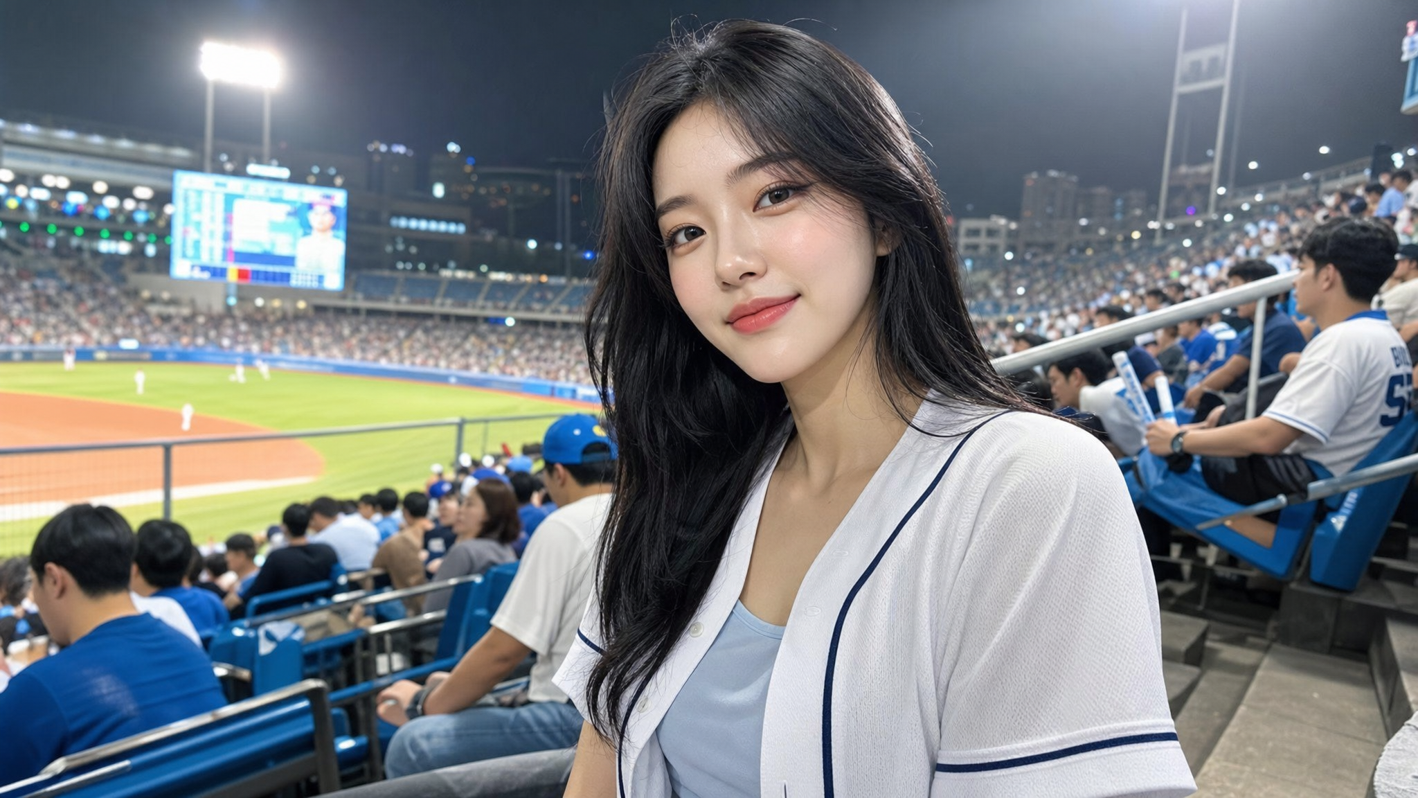 Korean Baseball Girl AI Prompt