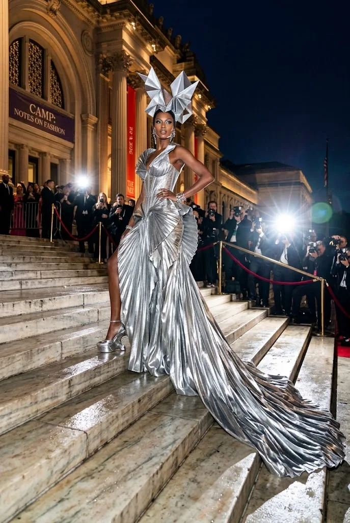Met Gala 2026 theme AI prompt example with sculptural couture gown