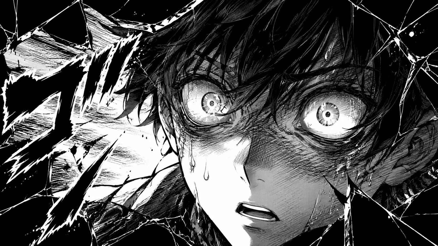 Black and white manga reaction panel example