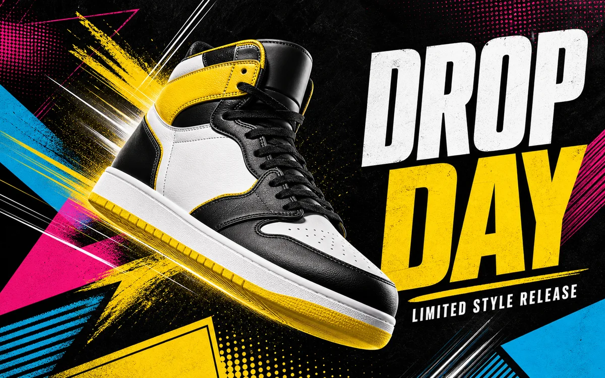 Limited release shoe poster cover generated for a sneaker drop campaign
