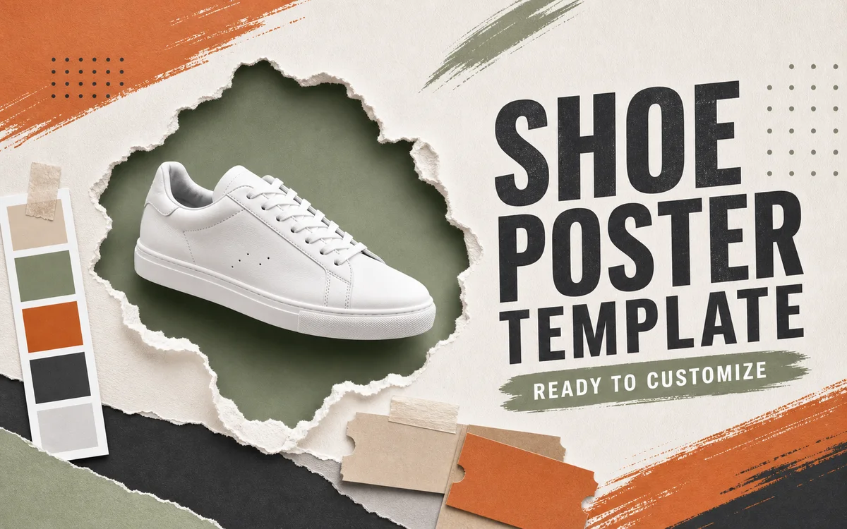 pvid shoes poster template frame with sneaker product and campaign graphics