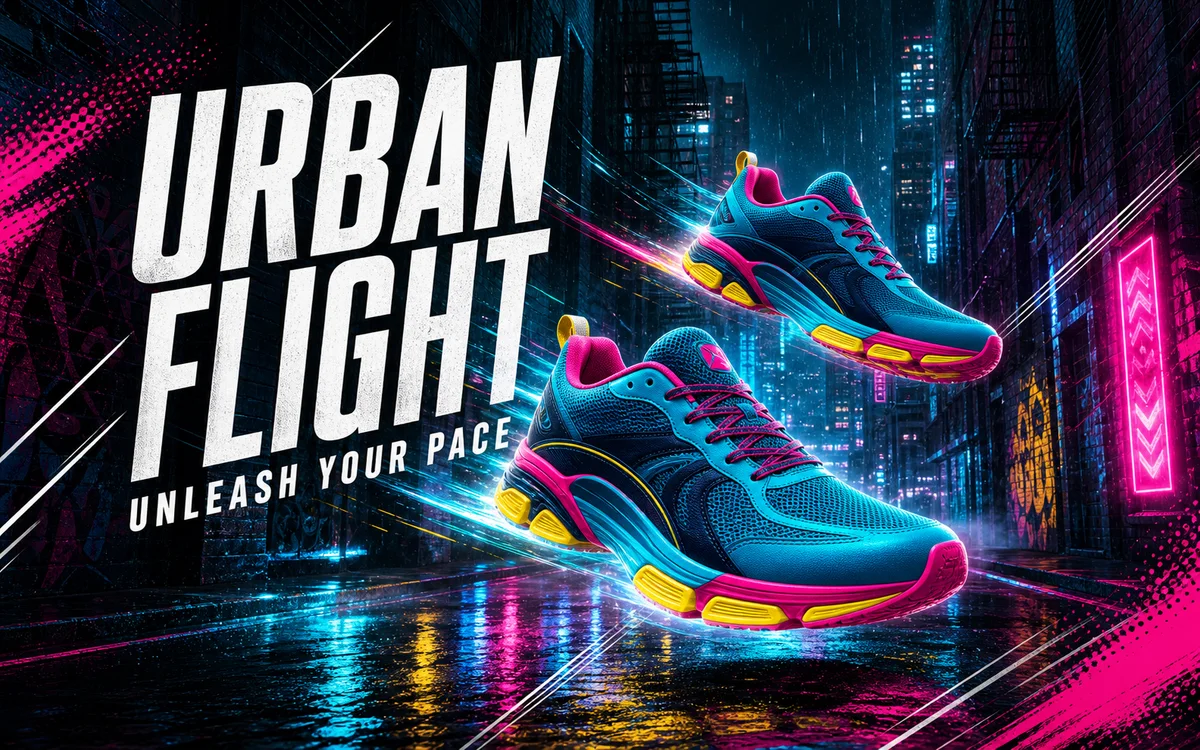 pvid social-ready shoe shop poster with an urban sneaker campaign frame